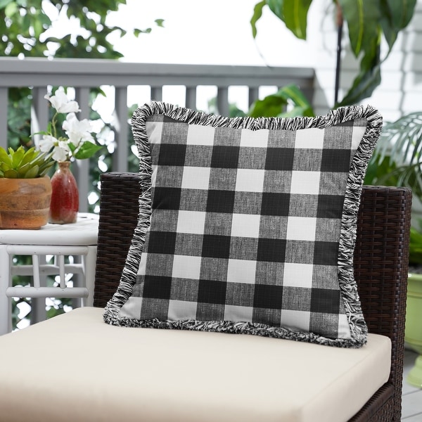 Black and white store gingham outdoor pillows