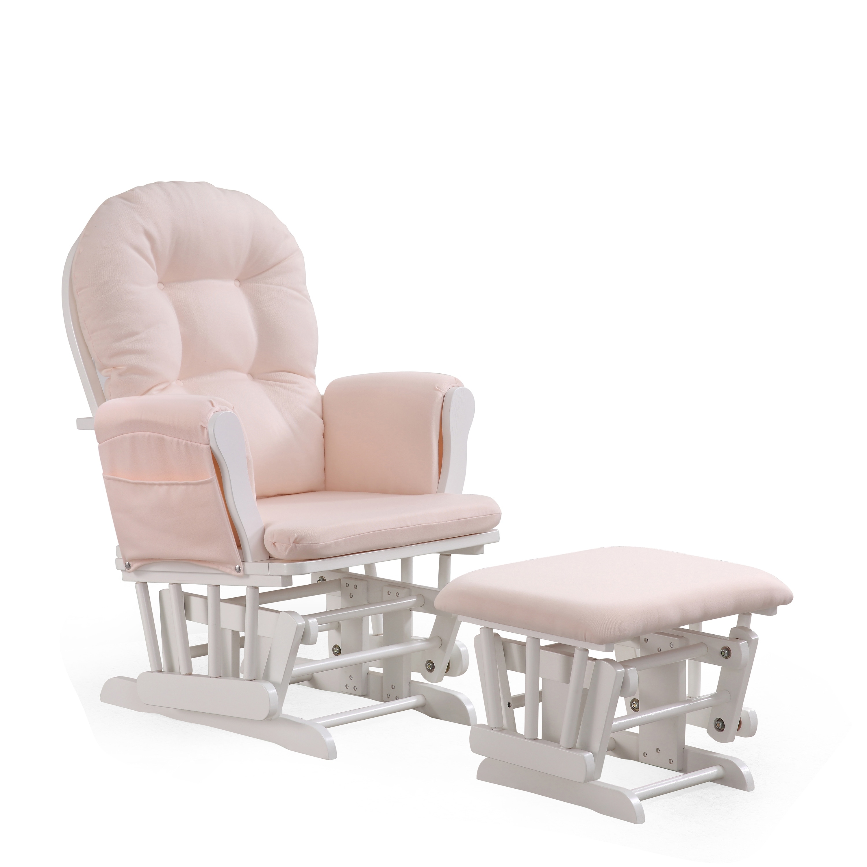 Rejoice Glider Rocking Chair with Ottoman White PINK