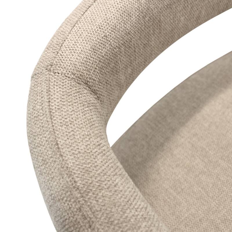 Modern Counter Height Bar Stool with Arms 25-Inch Low Back Upholstered Fabric Seat Metal Frame - 22" x 21" x 35"