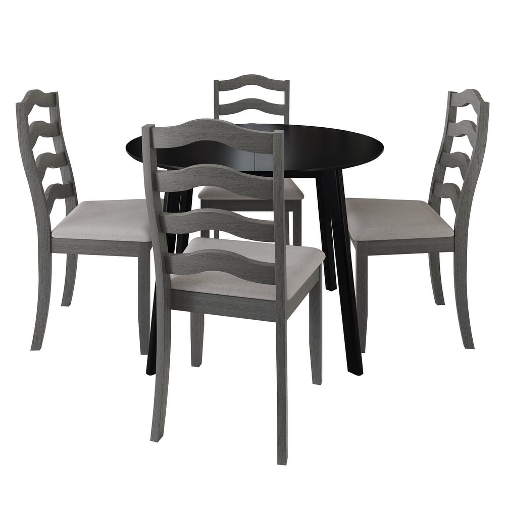 CraftPorch Sophistique 4-Piece Chair and Round Table Wooden Dining Set