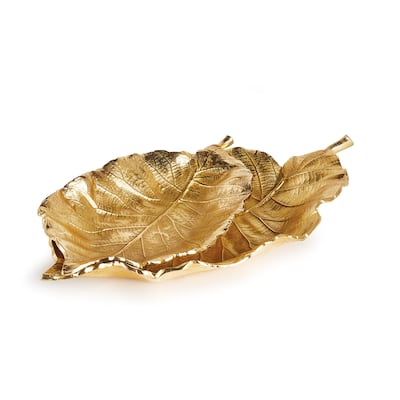 Alegra Leaf Trays, Set Of 2 - 16.5 x 8.5 x 2;12.5 x 6.75 x 1.25