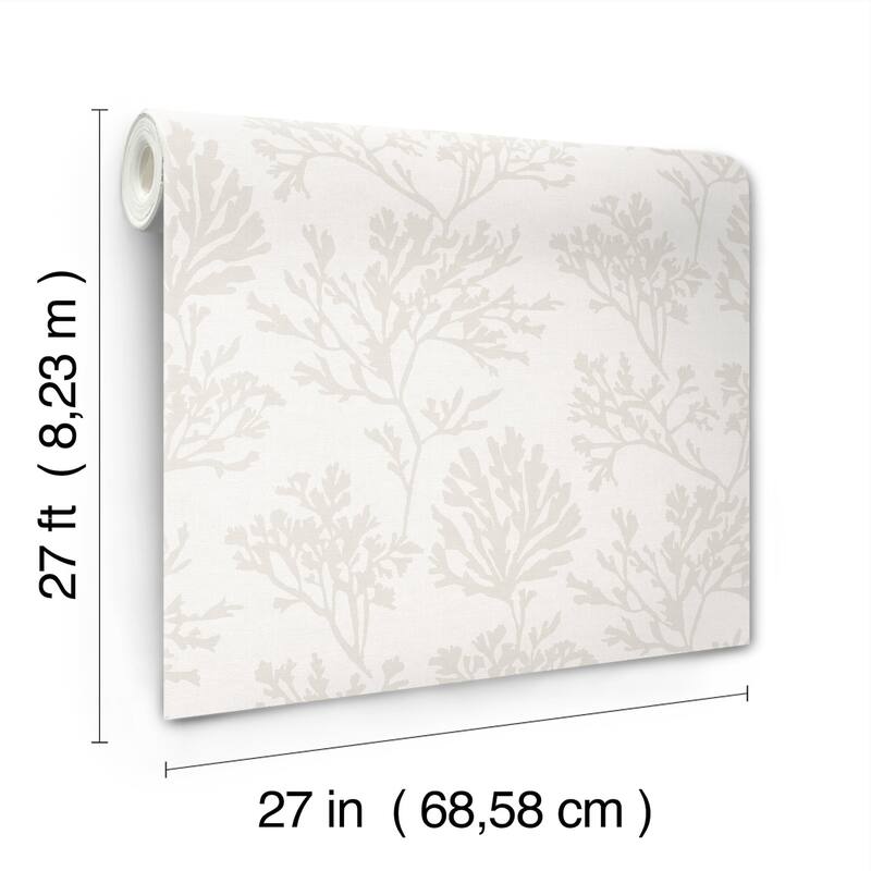 A-Street Prints Tortuga Dove Coral Weave Wallpaper