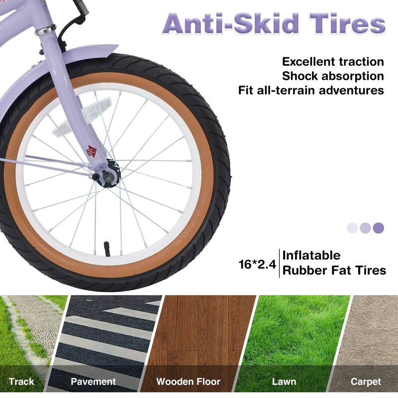 Multiple Colors, Girls Bike for 4-7Years Old Kids, 16 inch wheel, Training Wheels Included