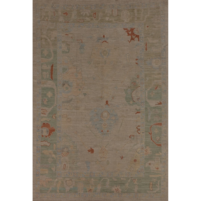 Vegetable Dye Oushak Oriental Area Rug Handmade Wool Carpet - 6'0"x 8'7"