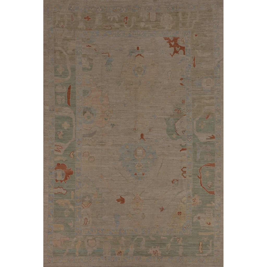 Vegetable Dye Oushak Oriental Area Rug Handmade Wool Carpet - 6'0"x 8'7"