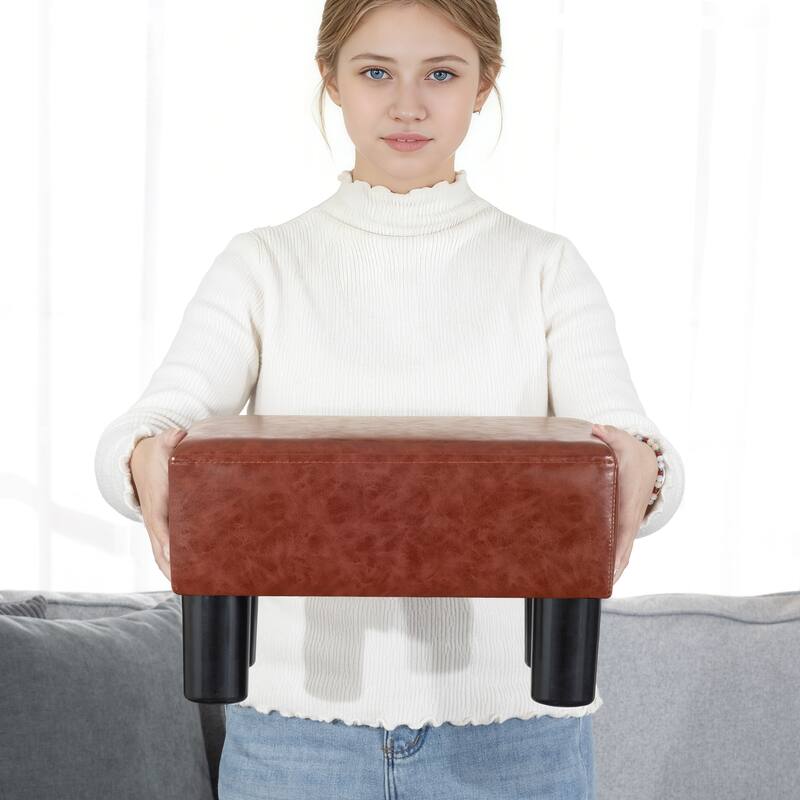 Adeco Small Rectangular Ottoman Footrest Stool Chair