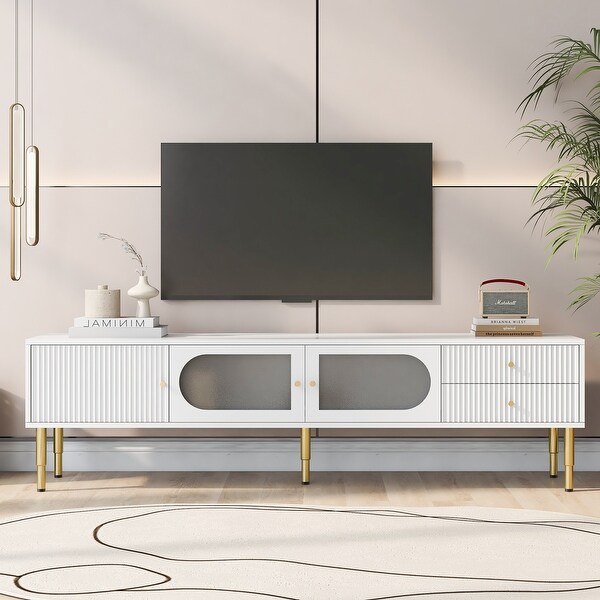 TV Stand for TVs up to 80'', TV Cabinet with 2 Drawers