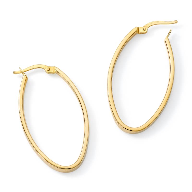 Clover 14K Yellow Gold High-Polish Oval Hoop Earrings
