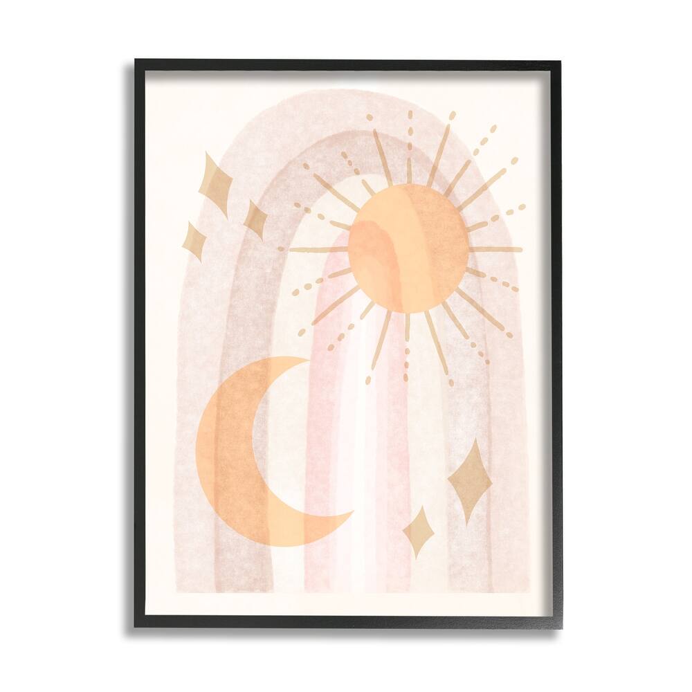 Stupell Delicate Pastel Astral Sun Moon Stars Pattern Framed Wall Art - Pink