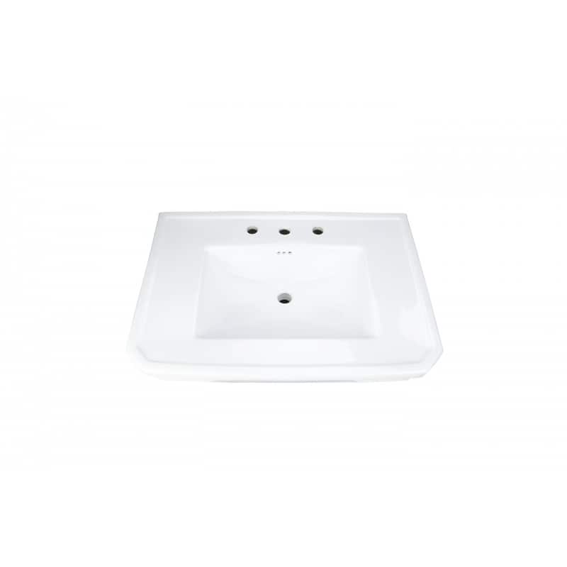 White Pedestal Sink 32" Porcelain with Widespread Faucet Holes and Overflow Renovators Supply - White
