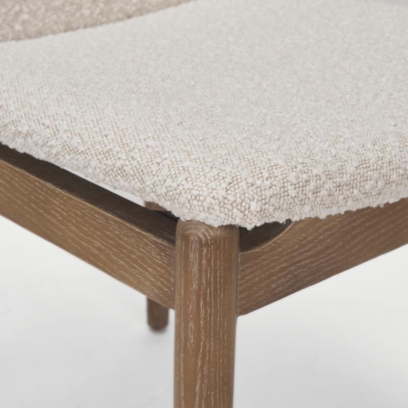 Cavett Cream Boucle Upholstered Seat W/Dark Brown Wood Frame Dining Chair