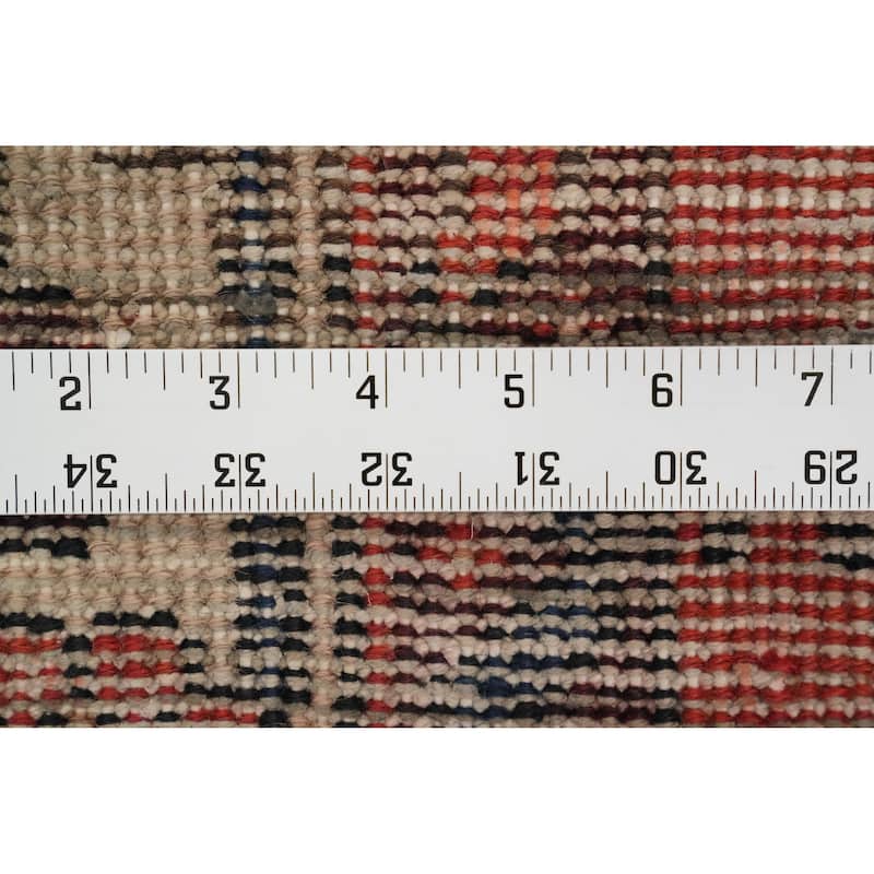 Hand Knotted Oriental 100% Wool Carpet Traditional Geometric Oranges & Rust Heriz Runner Rug - 10' 6'' X 2' 7''