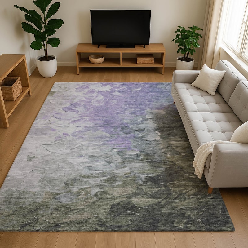 Premium Washable Super Soft Modern Current Mayfield Rug - Lavender - 10' x 14'