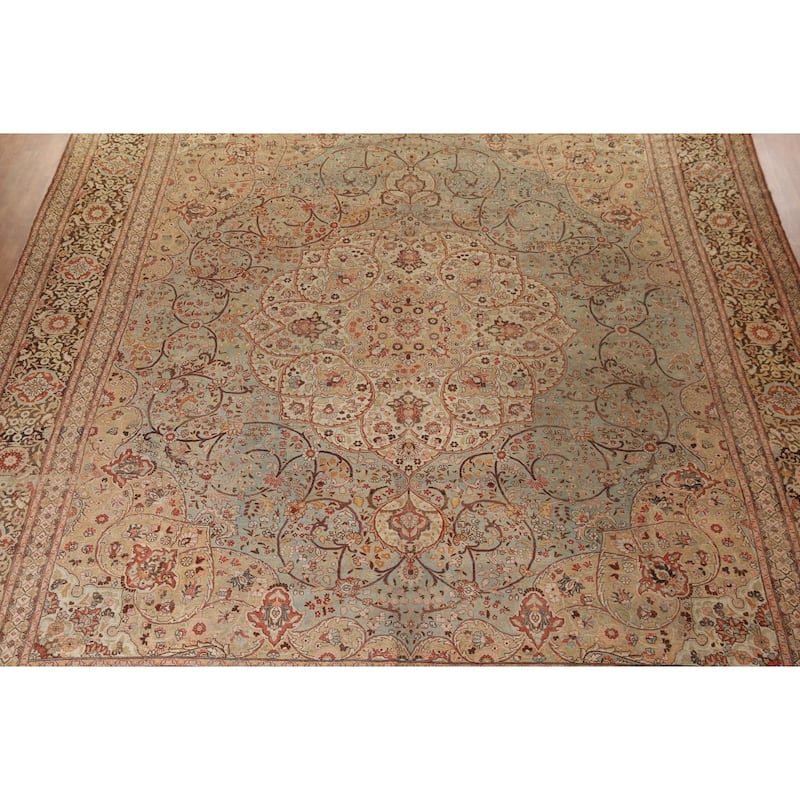 Pre-1900 Antique Tabriz Haj Jalili Persian Rug Handmade Wool Carpet - 14'5" x 17'2"