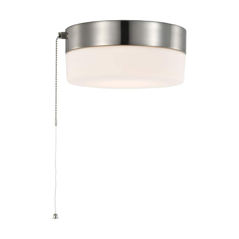 12 Watt 8 inch LED Flush Mount Fixture with Pull Chain Brushed Nickel with Frosted Glass - Brushed Nickel