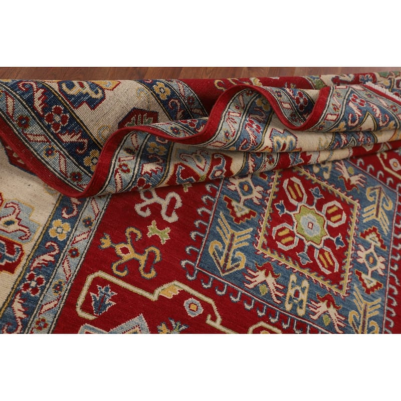 Red Traditional Kazak Oriental Area Rug Hand-Knotted Wool Carpet - 6'7" x 9'8"