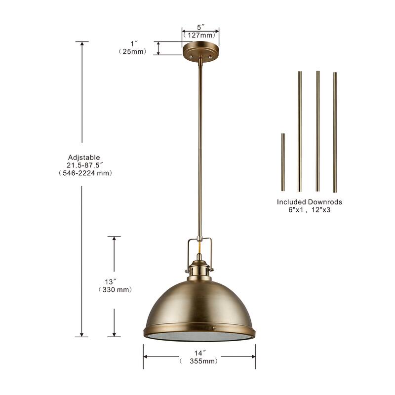 Singel Pendant 21.5 Inch Chrome Finish