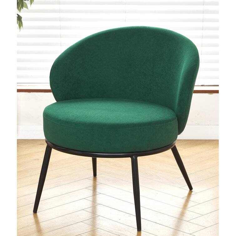 US Pride Furniture Velvet Accent Chair Solid and Engineered Wood Built on Slender with Black Metal Legs - Green