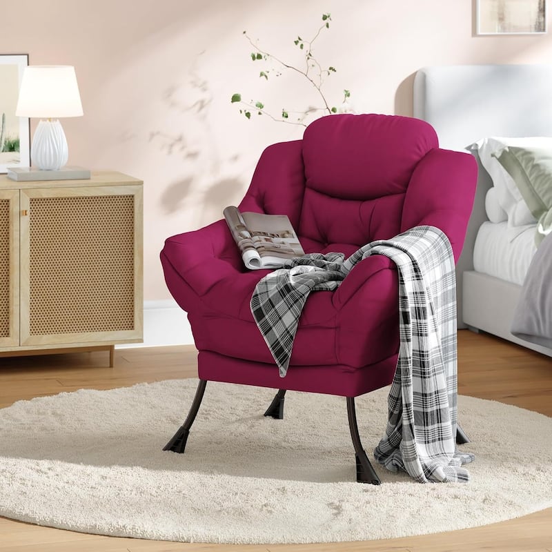 Upholstered Accent Lounge Sofa Armchair for Living Room, Bedroom, Dorm, or Office - Red
