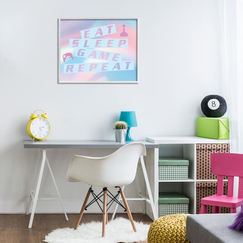 Stupell Pastel Eat Sleep Game Framed Giclee Art Design By Yass Naffas Designs