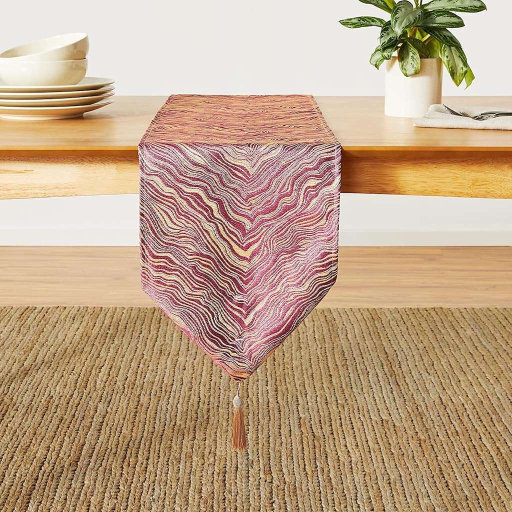 Violet Linen Boutique Zebra Patern, 13 Inch by 70 Inch, Decorative Table Runners