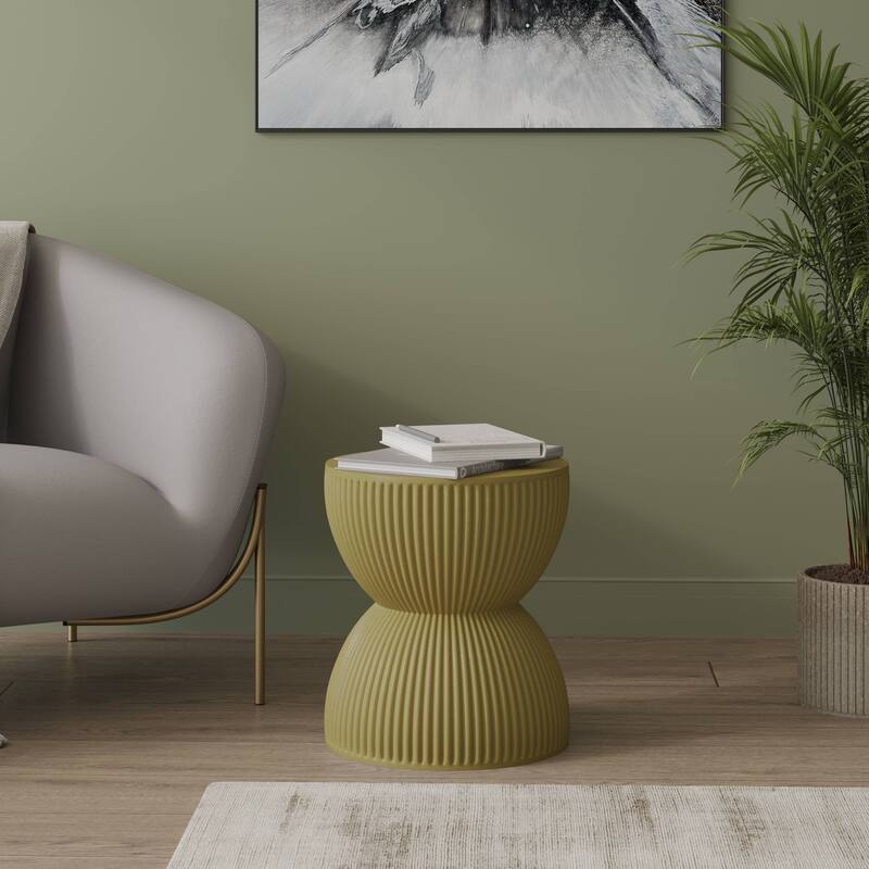 15" Wide Side Table in Painted Fiberstone with Hourglass Design Spire Collection