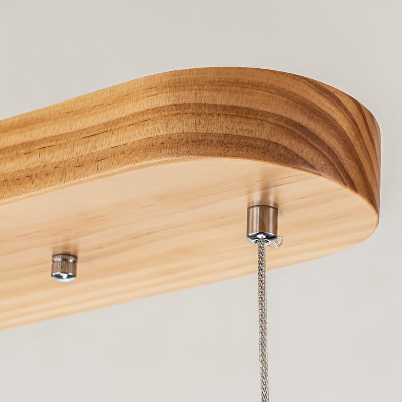 Starsky 1-Light Farmhouse Rustic Wooden Linear Pendant Integrated LED 3000K Kitchen Island Lights