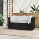 preview thumbnail 94 of 100, vidaXL Patio Corner Sofa with Cushions Black/Brown/Gray Poly Rattan 24.8" x 24.8" x 22.6" 1-Piece - Black/Cream white
