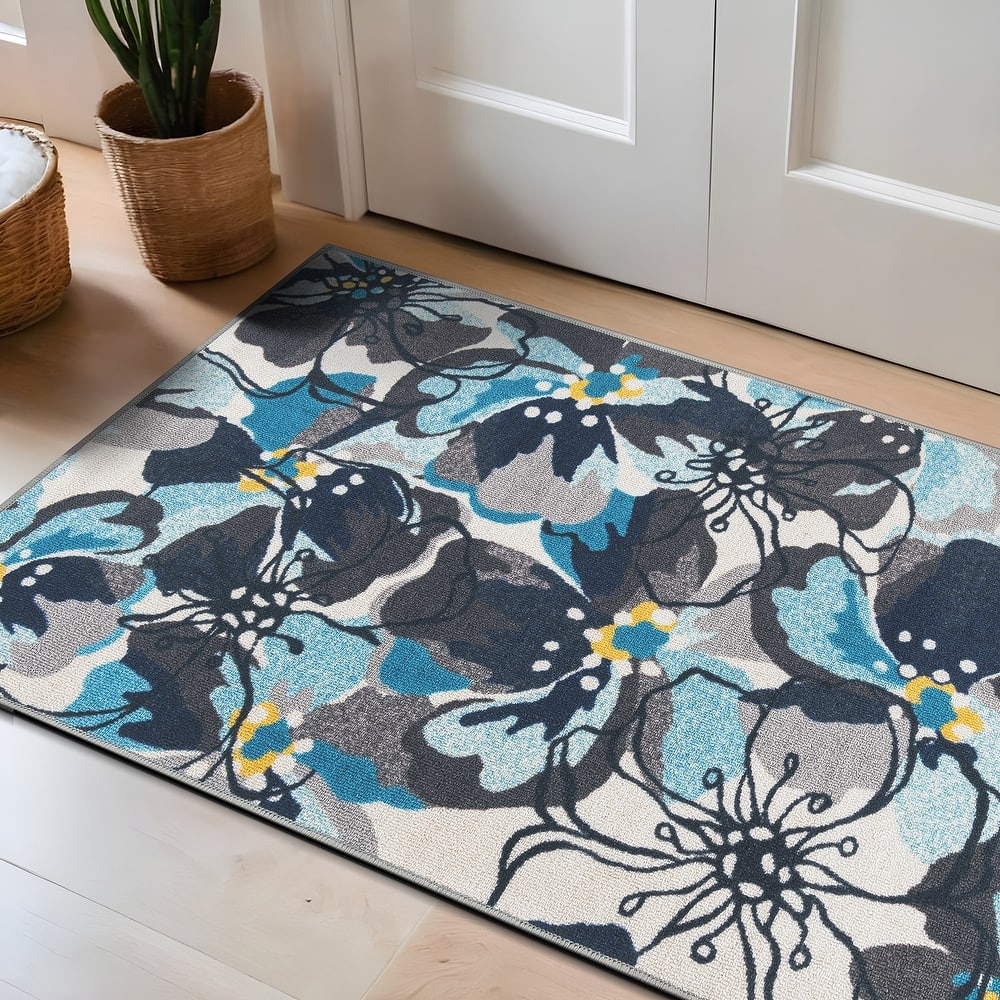 World Rug Gallery Modern Floral Non-Slip Area Rug