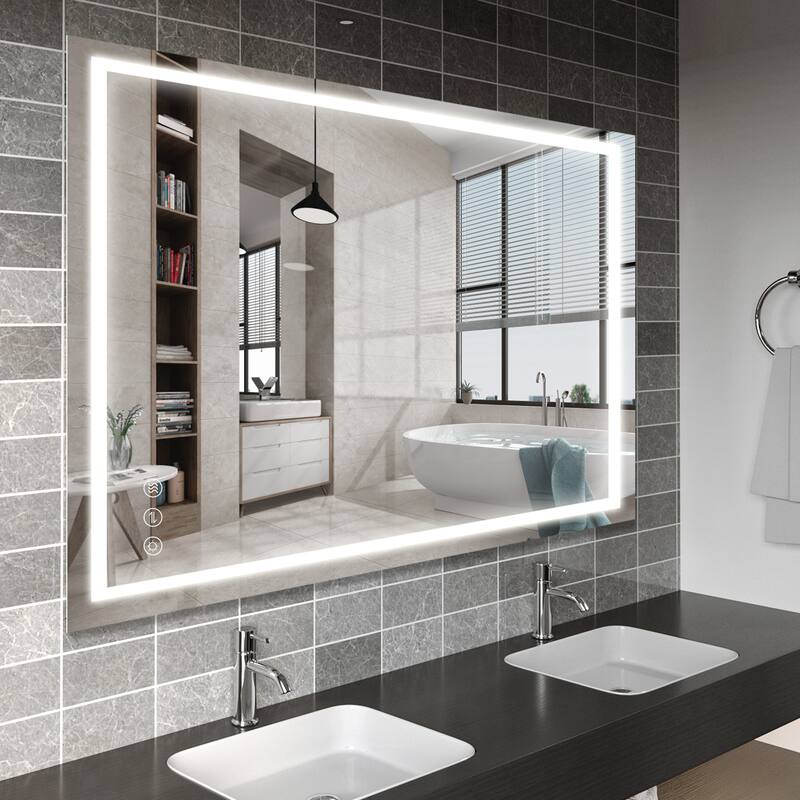 Bathroom Mirror with Lights, Anti-Fog, 3 Color - 27.56"L x 35.35"W