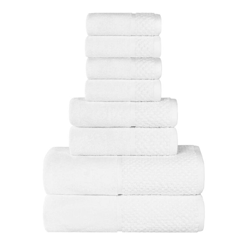 Superior Lodie Cotton Jacquard Solid and Two-Toned 8 Piece Towel Set