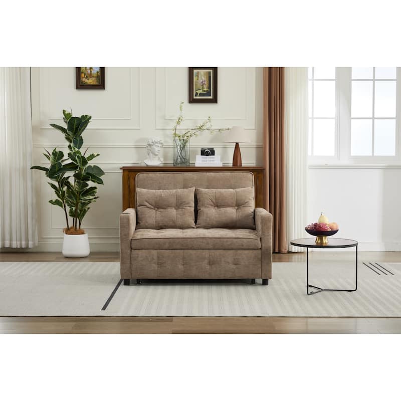 Pull-Out Sofa Bed Daybed, Lounge Chaise Loveseat with Adjustable Backrest, Convertible Sleeper Sofa with USB Charging