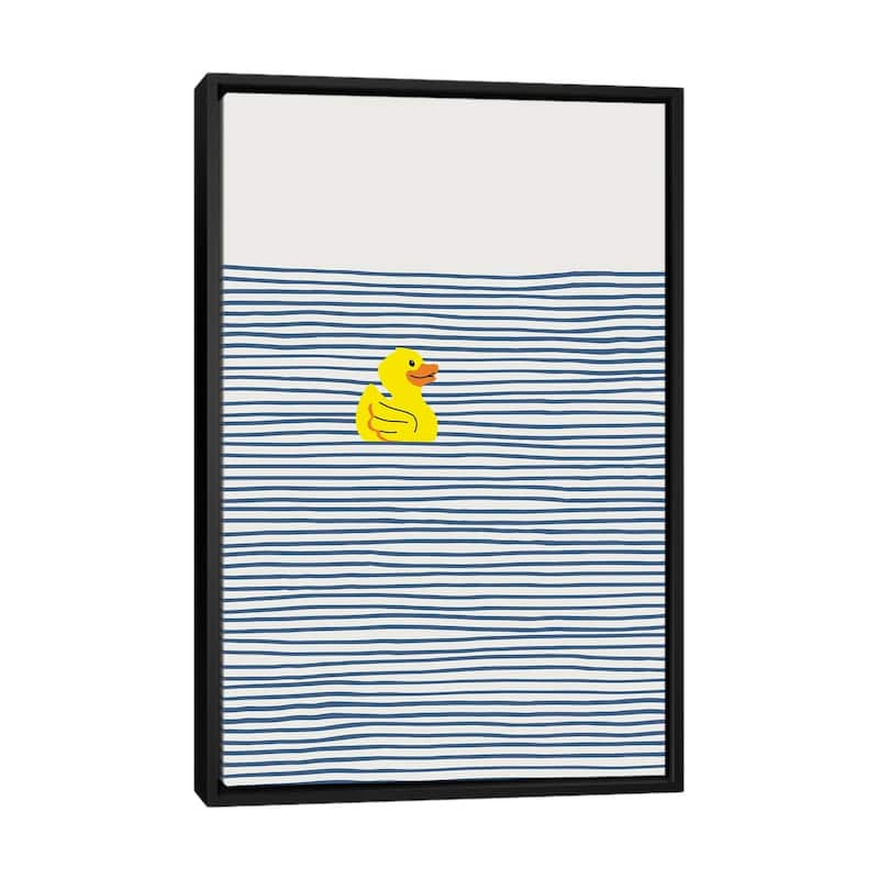 iCanvas "Yellow Rubber Duck" by Little Dean Framed Canvas Print - Black - 48x32