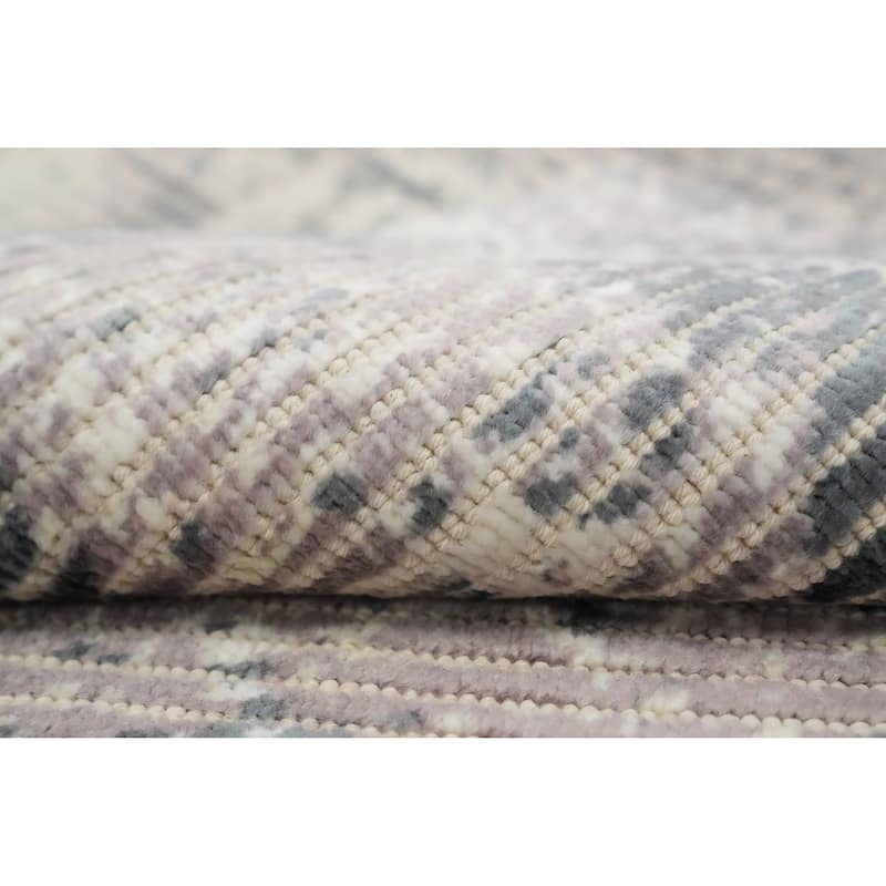 Hand Knotted Oriental Viscose Silk Carpet Modern Abstract Greys & Charcoal Abstract Area Rug - 4' 0'' X 2' 0''