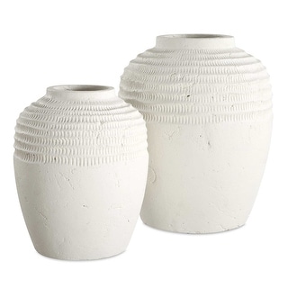 Uttermost Luna Ridge White Ceramic Vases Set/2
