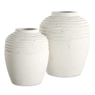 Uttermost Luna Ridge White Ceramic Vases Set/2