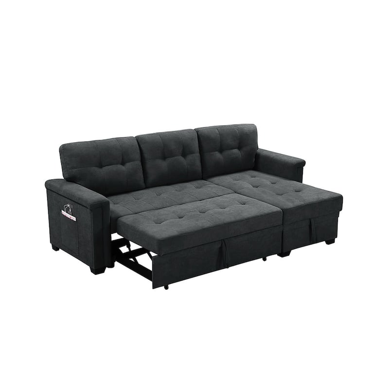 Reversible Sleeper Sectional Sofa with Storage Chaise, USB Charging Ports and Pocket
