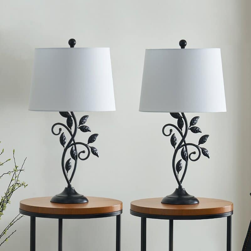 26" Black Bedside Table Lamp Set (Set of 2)