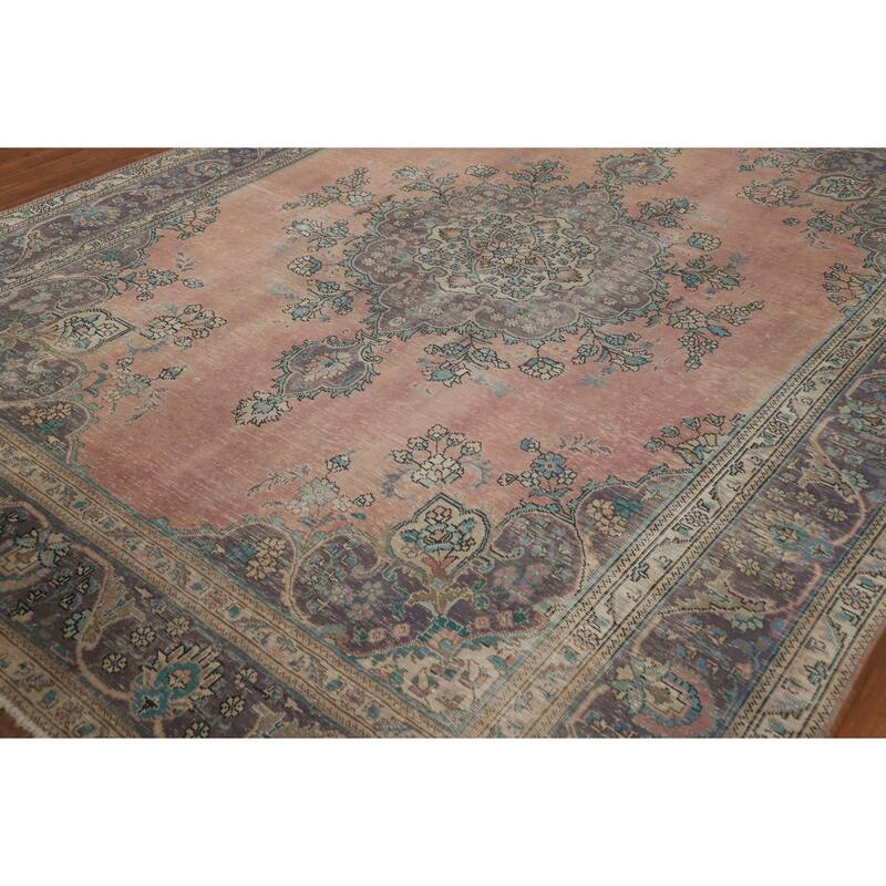 Medallion Tabriz Persian Area Rug Handmade Wool Carpet - 8'0" x 10'7"