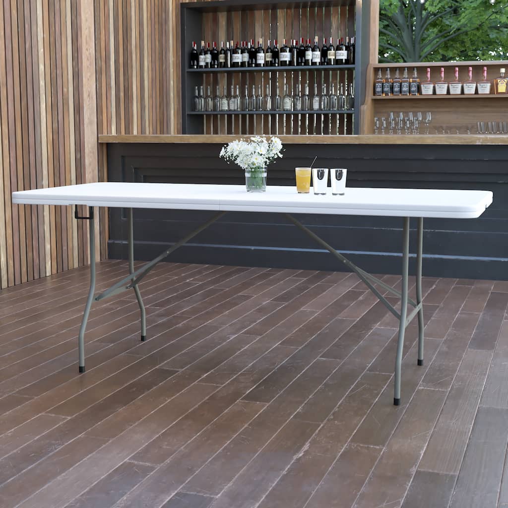 30"W x 72"L Bi-Fold Plastic Banquet and Event Folding Table with Carrying Handle