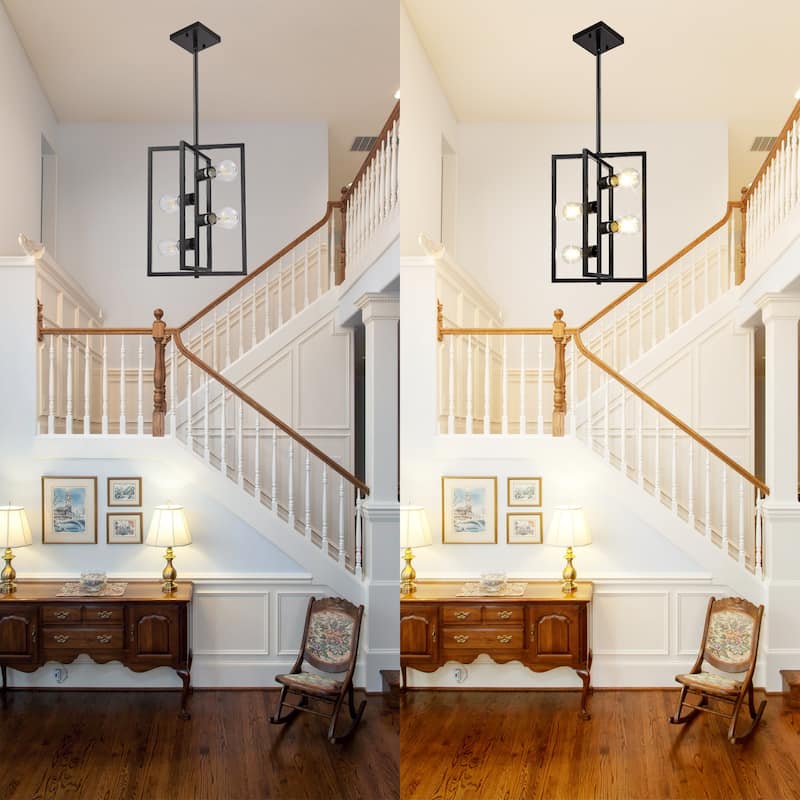 Pendant Light Fixture 4 Lights Candle Chandelier Rustic Industrial Metal Ceiling Light