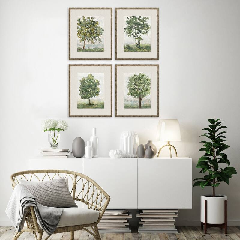 Countryside Growth S/4 Framed Art Giclee Under Glass - Green