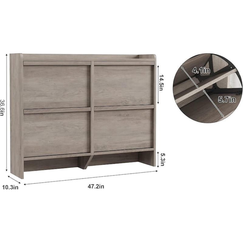 Narrow Shoe Cabinet Organizer with 4 Flip Drawers for Entryway, Hallway, Living Room