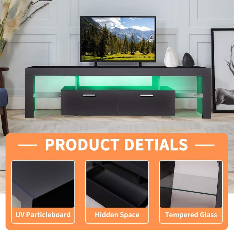 LED TV Stand with 16 Color Options, Ample Storage, and Easy Assembly