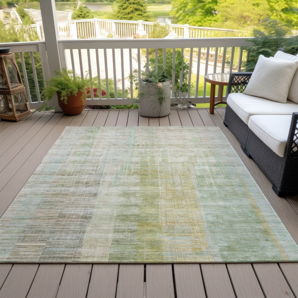 Machine Washable Indoor/Outdoor Modern Ombre Chantille Rug