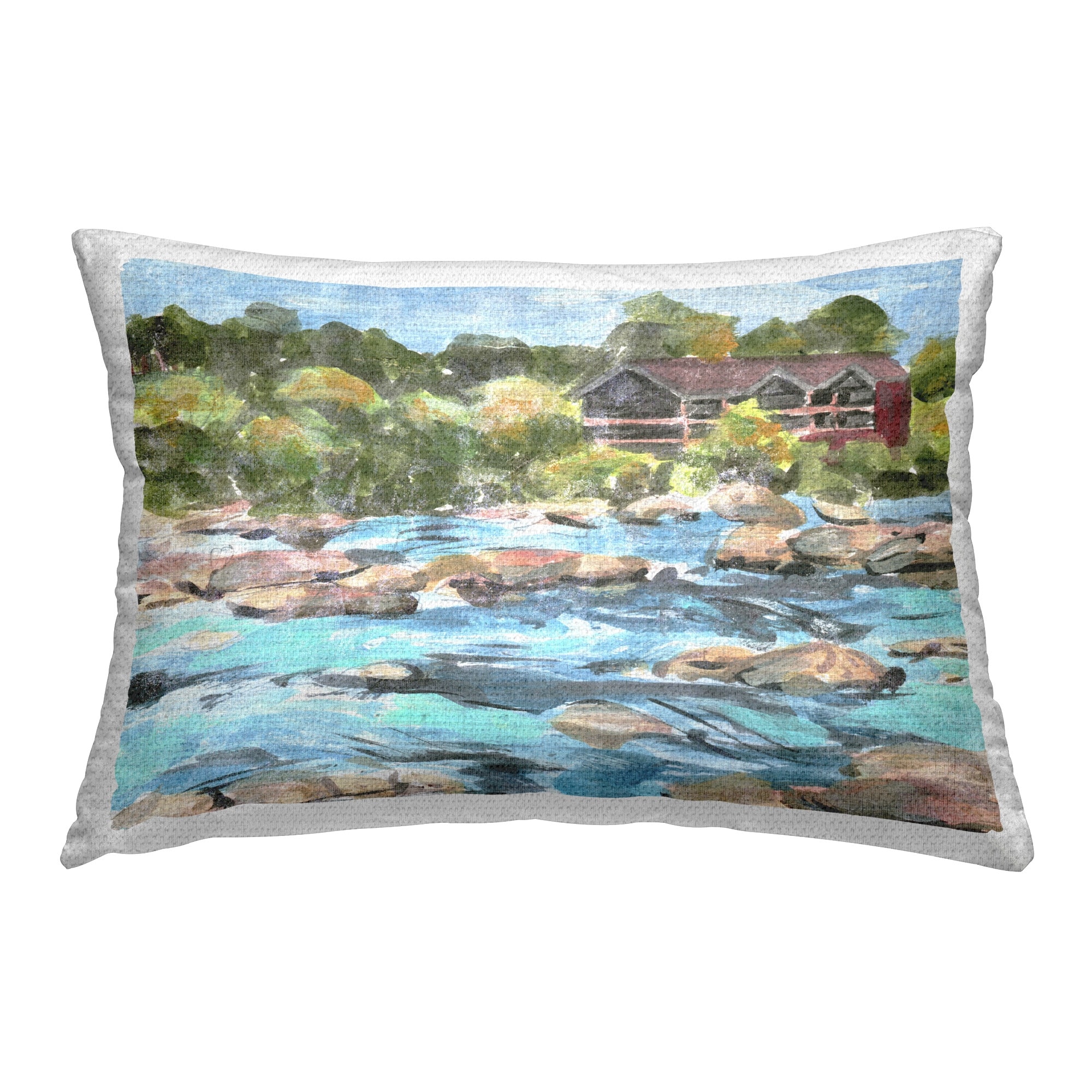 Stupell Rocky River Landscape Printed Outdoor Throw Pillow Design by Melissa Wang