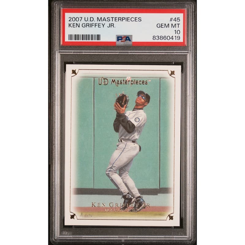 Ken Griffey Jr 2007 Upper Deck Masterpieces Baseball Card #45 Graded PSA 10 - 8'6" x 11'6"