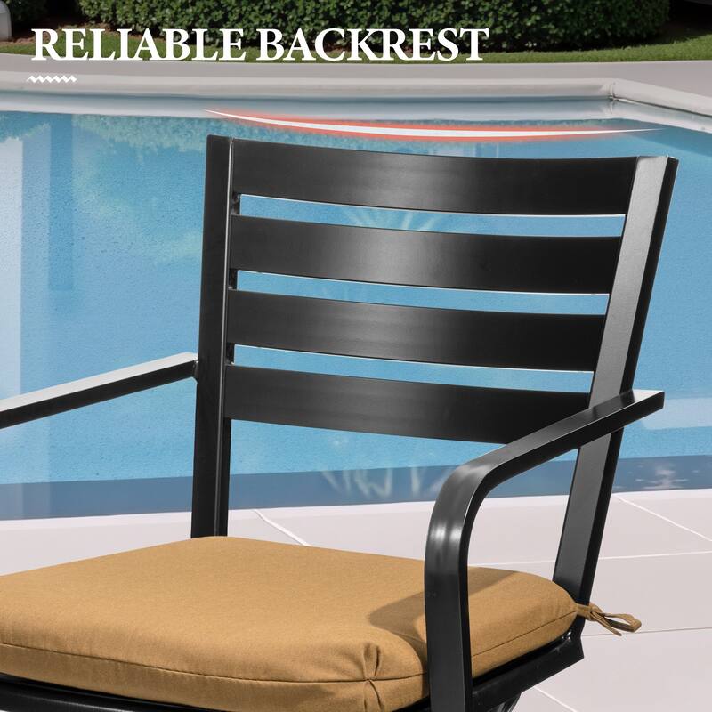 Outdoor Patio Aluminum Swivel Bar Stools Set with Sunbrella Cushion - 18.5 in L x 18.5 in W x 45.7 in H