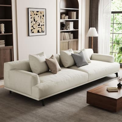 Modern Gray Cotton Linen Upholstered Sofa for Living Room