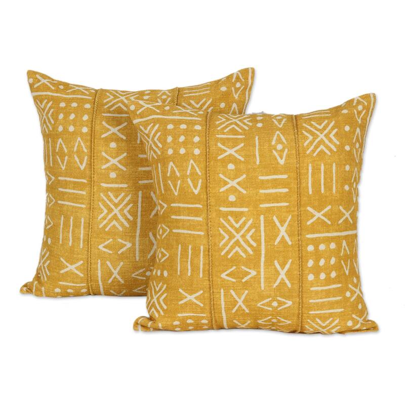Novica Handmade Goldenrod Fields Cotton Cushion Covers (Pair)